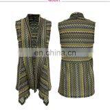 Sweater Knitted Aztec Ethnic Zigzag Print Blouse Women Cardigan