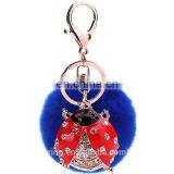 Rabbit Fur Ball Key Chain Beetle Bag Pendant Car Accessories thumbnail-4