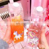 Square Reusable Custom Logo Transparent Clear Milk Carton Shaped Plastic Water Bottle thumbnail-5