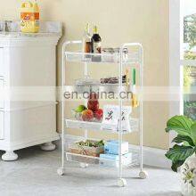 New Design Style High Quality Black White Household Metal 3 Tiers Storage Rack With Wheels Storage Trolley for Kitchen thumbnail-4