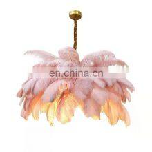 Home Decoration Modern Nordic Copper Chandelier Lighting Living Room Lamp Ostrich Feather Bedroom Pendant Lights thumbnail-1