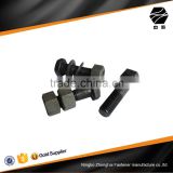 black hex cap bolt with washer and hex nut