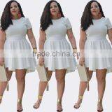 F20295A New fashion plus size summer chiffon dress for fat women short sleeve casual dress plus size women joker clothing