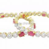 Indian CZ AD Gold Tone Ethnic Traditional Bangles Bracelet thumbnail-2