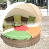 Cheap outdoor rattan sunbed beach sunbed round sun bed