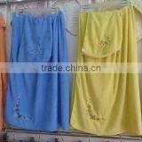 Wholesale Women Microfiber Wrap Towel Bathrobe With Bath Cap