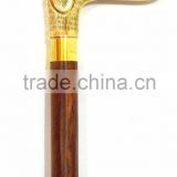 Beautiful brass dog handle walking stick/Antique golden finishing handle walking stick/Brown wood walking stick wk1125