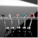 CZ Star Curved Gem Eyebrow Ring thumbnail-1
