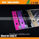 2.5D Titanium Alloy Brushed Metal Tempered Glass Screen Protector Guard for SONY Z1 Front + Back thumbnail-2