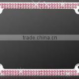 Chrome Coating Metal With Two Rows of Pink Diamond Frame