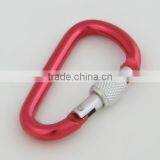 Red Aluminum Carabiner Spring Snap Hook D Type With Nut