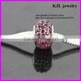 KJL-A0115 Wholesale Loose Bling Crystal Amethyst Paved Large Hole Beads Charm Silver European Beads thumbnail-1