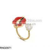 Korean Style Lips Ring With Pearl thumbnail-3