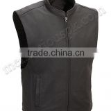 Men Black Leather Vests