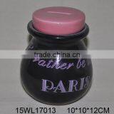 Cute Pink Ceramic Money Saving Box for Adult With Black Cover thumbnail-3