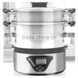 XJ-6K203 8L Elegant Design With LCD Display ,external Water Filter 800w Stainless Steel Electric Food Steamer