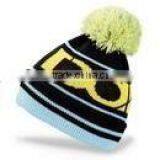 Jacquard Knitt Beanie Hat With Pompom