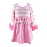 Wholesale Baby Clothes Hot Pink White Girls Ruffle Dress Triple Icing Sleeves Dresses Children Frocks Designs Infant Baby Dress thumbnail-2