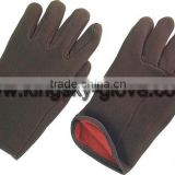 Brown jersey fleecy lined cotton working glove