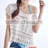 Latest Design White Sleeveless Lace Tops ,lace Shirt for Woman thumbnail-1