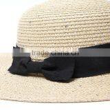 Hotsale Ladies Wide Brim Bowknot Floppy Paper Straw Hats thumbnail-2