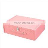 Chinese Factories Wholesale Custom High-grade Leather Dressing Case, Pink Makeup Box