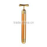 Mini OEM ODM 24K Gold Electroplated Handheld Vibrating Beauty Bar Facial Massage Roller thumbnail-2