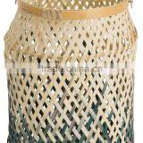 Natural & Grey Green Basket Weave Design, Set of Two 100% Bamboo Lamp Shades Lighting thumbnail-5