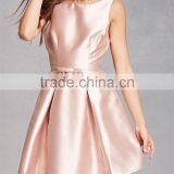 New Cheap Fashion Round Neck Sleeveless On-seam Pockets Pleated Taffeta Dress thumbnail-5
