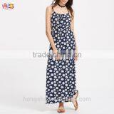 Ladies Fashion Dresses Women Summer Pictures Daisy Print Tie Front Elastic Waist Cami Dress thumbnail-3