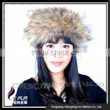 CX-E-06 Fashion Accessories Snood Raccoon Fur Stretch Hair Headband thumbnail-1
