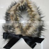 Fashion faux fur collar neck shawl with bow ribbon for winter