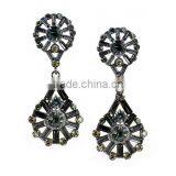 Black Flower Design Resin Pendant Earrings New Fashion Crystal Stud Earrings Jewelry Wholesale thumbnail-5