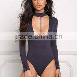 MGOO 2017 New Arrival T-strap Plunge Bodysuits Custom Long Sleeves Tops Polyester Spandex Women Blouses thumbnail-2