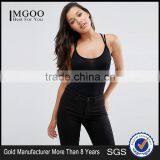 Women Double Strap Cross Back Bodysuit Plain Black Sexy Crisscross Jmpsuit For Summer Fitness One Piece Underwear thumbnail-1