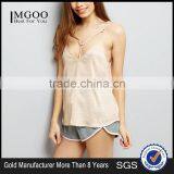 Custom Design Harness Front Pyjamas Cami Top Matching Shorts Sleeveless Shell Pink Satin V Neck Sleepwear thumbnail-1