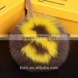 2016 Fashion Handmade Initial Pom-Pom Keychains/15cm Charm Pluffy Ball Keychains of Real Fox Fur for Bag/With Capital Letter A-Z thumbnail-1