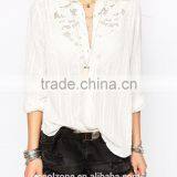 100% Cotton Relaxed Fit Crochet Detail Lady Shirt,fashion Full Sleeves Shirts thumbnail-4