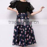 100% Polyester Sweet Floral Midi A-Line Bubble Skirt thumbnail-4