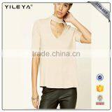 Hollow Out Casual Linen Plain Tops thumbnail-1