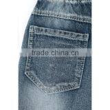 OEM Service Bulk Wholesale Sunflower Print Denim Baby Jeans With Fray Hem thumbnail-3