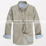 High Quality Long Sleeve Contrast Keep Warm Corduroy Casual Shirts for Men With One Pocket thumbnail-2