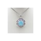 925 Silver Jewelry Chalcedony and CZ Pendant (FP004)