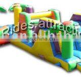 Green Landscape Inflatable Combo Slide With Beach Trees