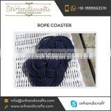 Handmade Navy Blue Colored Rope Coaster Easy to Use Vintage Design