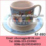 Hot Sale Personalized Ceramic White Coffee Cups Saucers with Good Qualuty & Fanny Design for Promotion