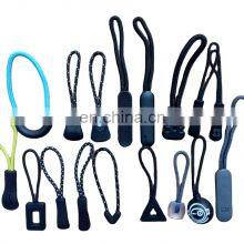 Popular design string cord colorful bag zip slider pvc silicone rubber zipper puller