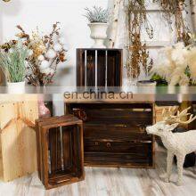 Rustic Finish Nesting Boxes Fruit Wooden Crates in Bulk Vintage Home Garden Stacking Wooden Rustic Custom Wood Crates thumbnail-4