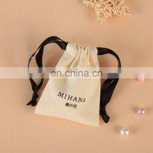 Eco- Friendly Custom Logo Cotton Drawstring Pouch Bag Printed Gift Canvas Cotton Double String Handbag Jewelry Drawstring Bag thumbnail-5