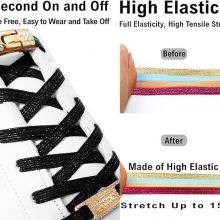Elastic No Tie Shoe Laces With Bling Diamond Locks & Charms for Women's Sneakers thumbnail-2